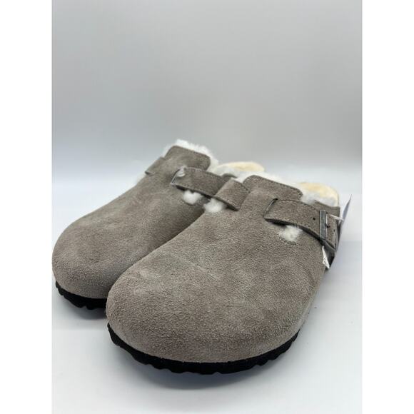 Birkenstock Boston Shearling Stone Coin Suede Leather Men's Size 12 New - Picture 9 of 16